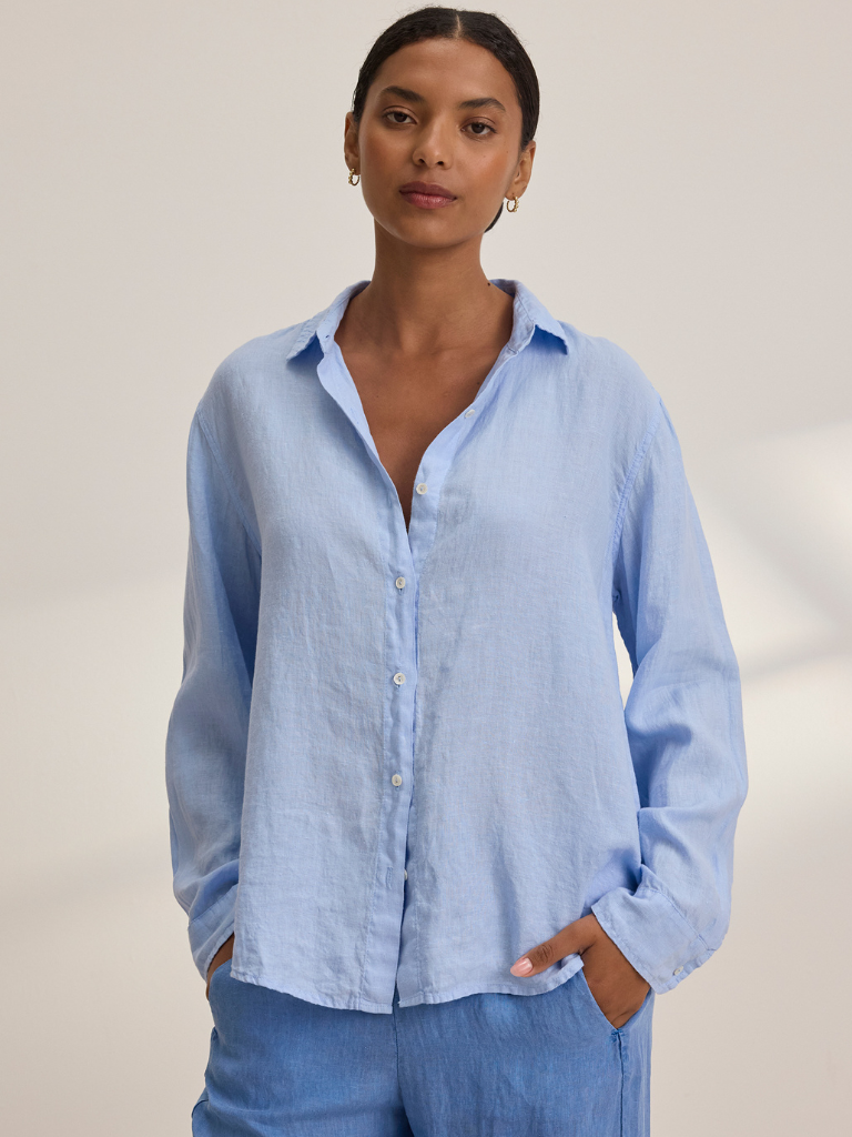 Velvet by Graham & Spencer Cleo Wade Sisi Linen Shirt in Chambray ...