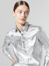 San Marino Metallic Linen Shirt in Silver