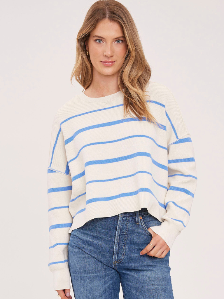 Echo Stripe Top in Cream/Sky Blue