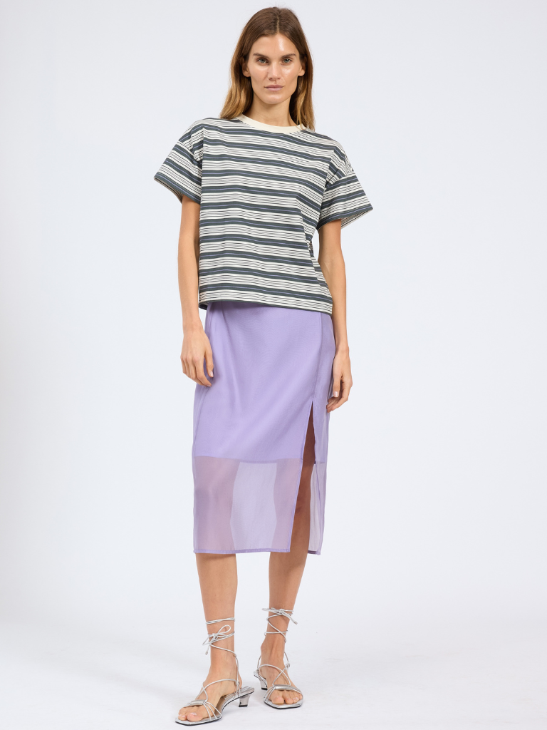 The Kelly Stripe Boxy Tee in Green Multi