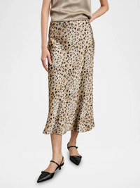 Anya Midi Skirt in Champagne Leopard