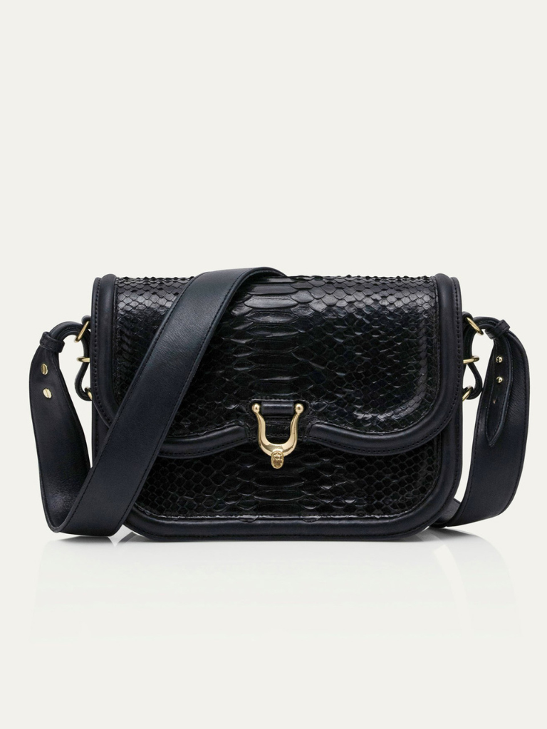 Mini Manon Python Bag in Black