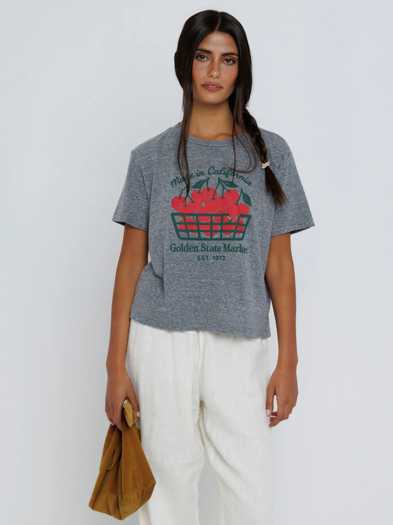 California Cherries Tee in Heather Grey