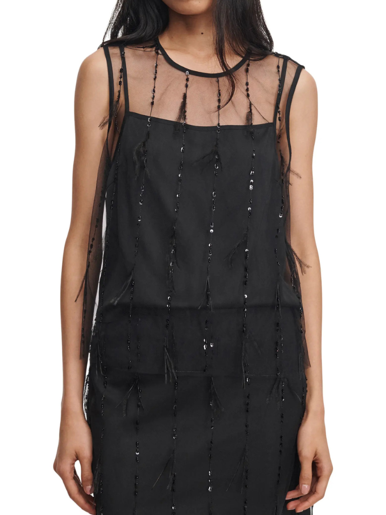 Geena Feather Tank in Black