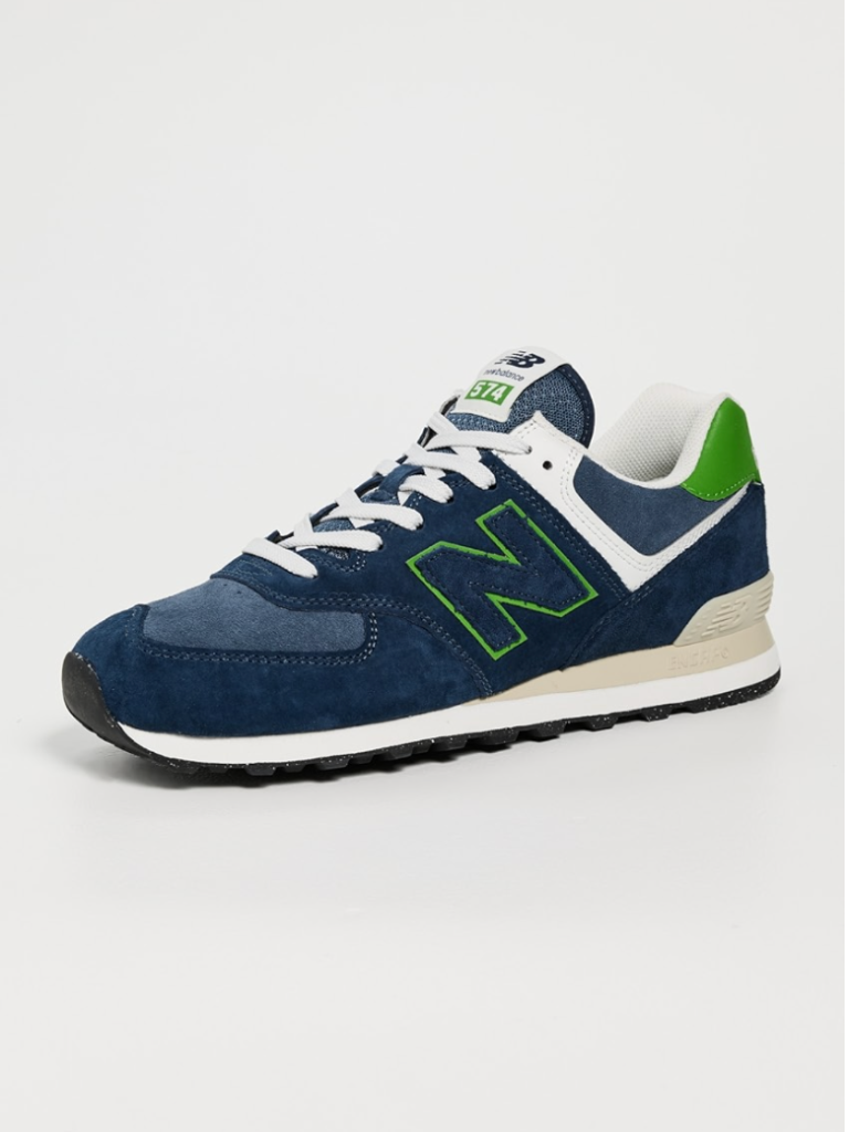 New Balance 574 Sneaker in Navy and Alpine Green