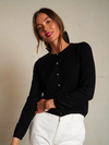 Moira Cotton Cashmere Fitted Cardigan Sweater in True Black