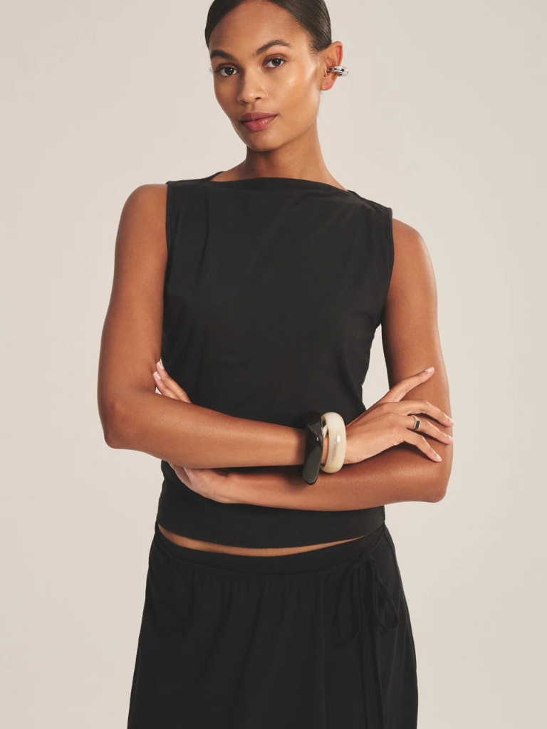 Emilia Boatneck Tank in Black
