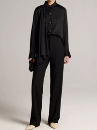 Elsa Fine Suiting High-Rise Straight-Leg Trouser in Black