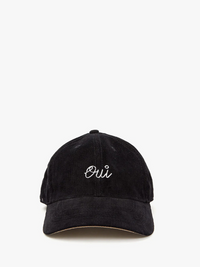 Oui Corduroy Baseball Hat in Black