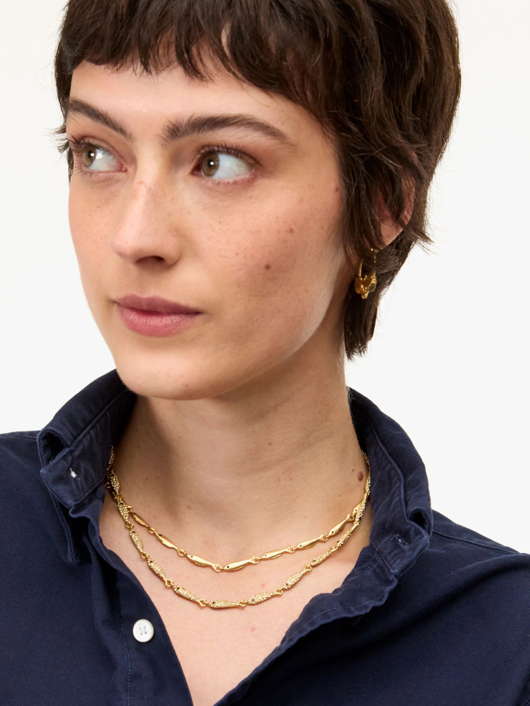 Le Pave Sardine Necklace in Vintage Gold