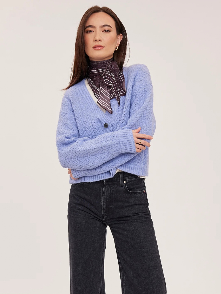 Esme Cardigan in Heather Skyline