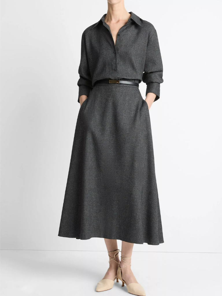 Italian Jaspe Full Skirt in Heather Grey