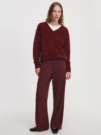 Irina Refine Knit Jacquard Pant in Burgundy Multi