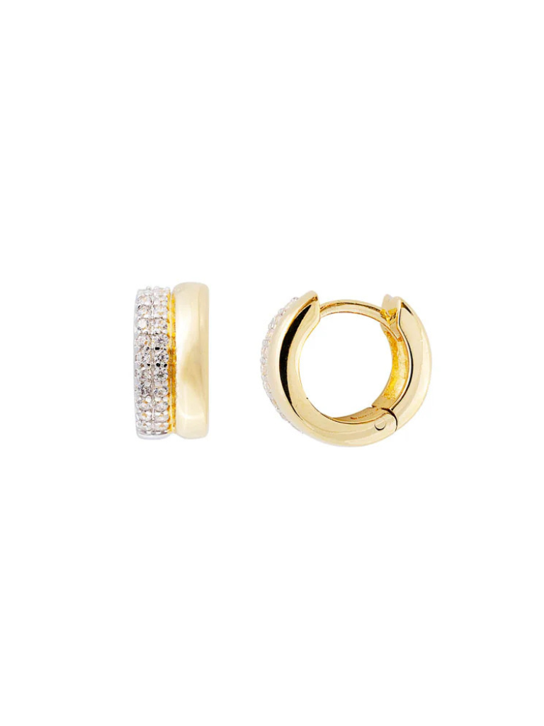 Two-Tone Pave Huggies in Gold