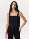 Clem Lace-Trim Poplin Tank Top in Black