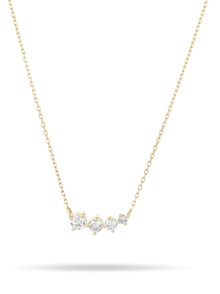 Paris Graduated Diamond Curve Necklace in 14k Yellow Gold