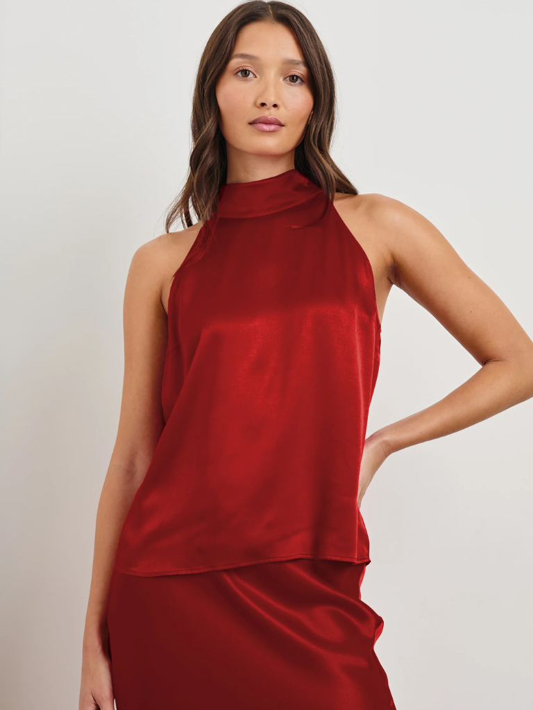 Leah Halter Sleeveless Top in Scarlet