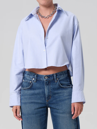 Ana Cropped Shirt in Blue