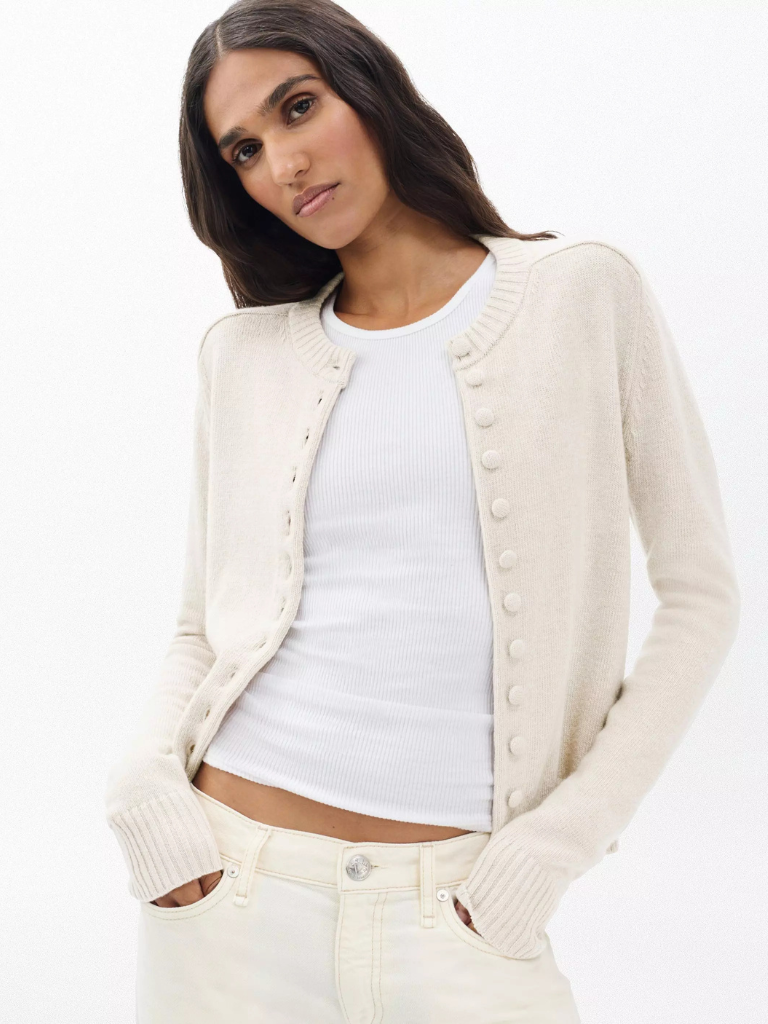 Wallace Crew Cardigan in Oatmeal
