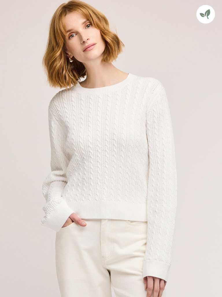 Janice Crew Neck Sweater in White