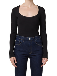 Rumi Scoop Neck Top in Black