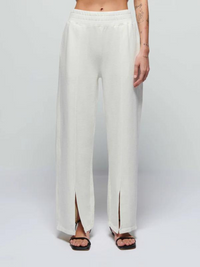 Lincoln Front Slit Knit Pant in Porcelain