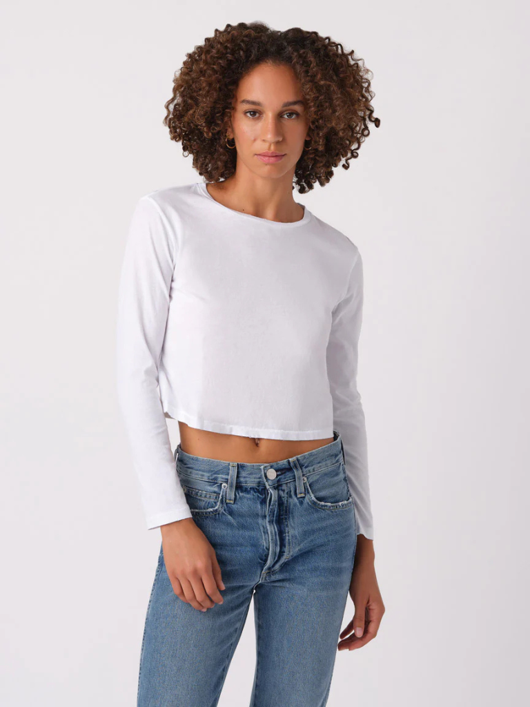 Long Sleeve Babe Tee in White