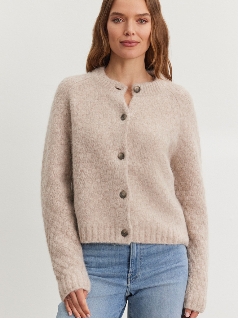 Chantal Textured Cardigan in Almond