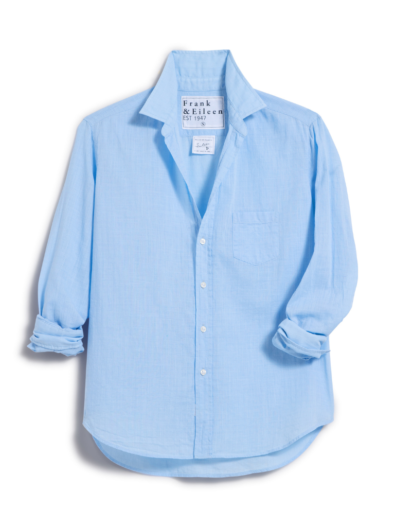 Eileen Woven Button Up in Textured Blue