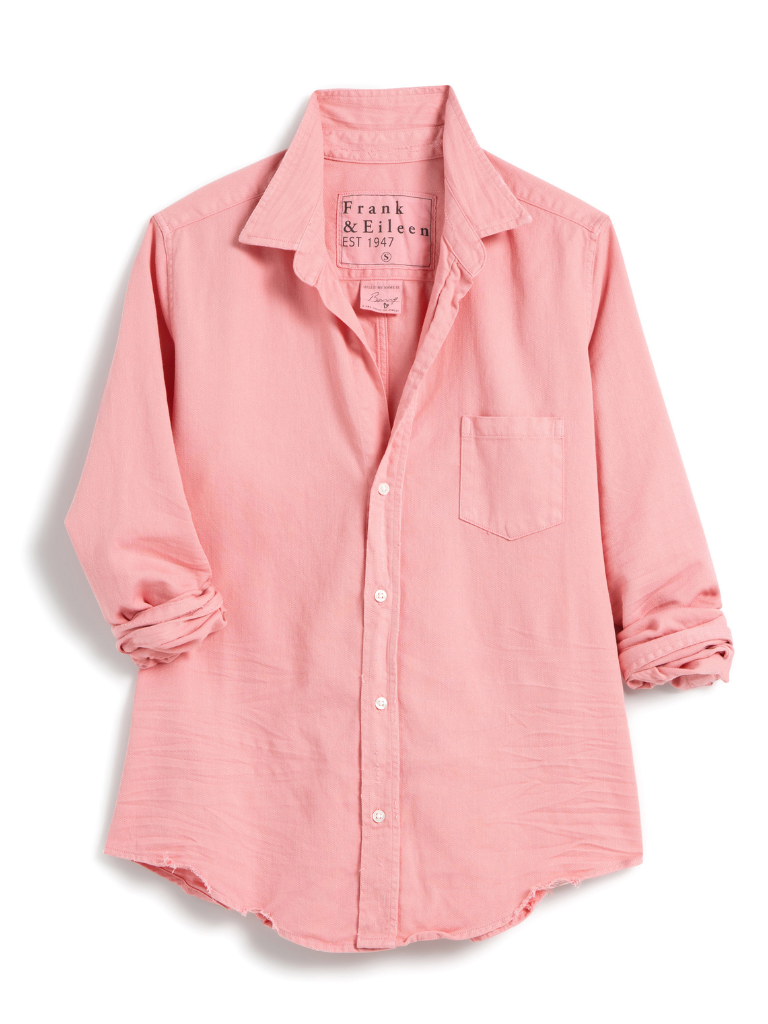 Barry Woven Denim Button Up in Pink Sea