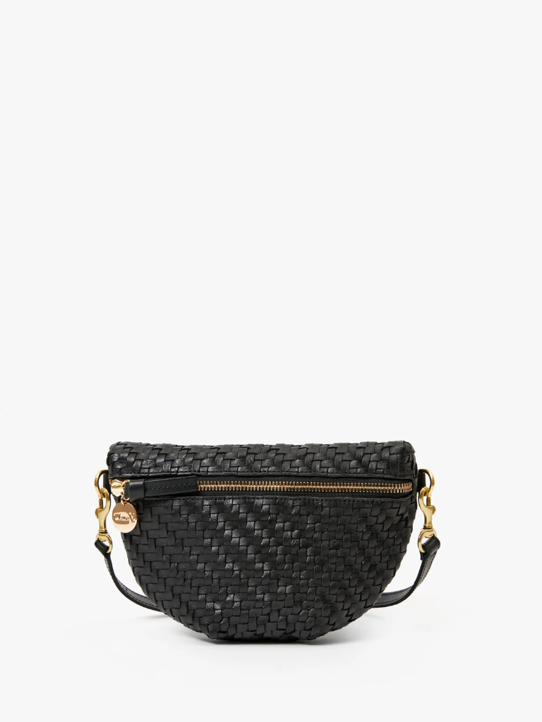 Petite Fanny Pack in Black Woven Zig-Zag