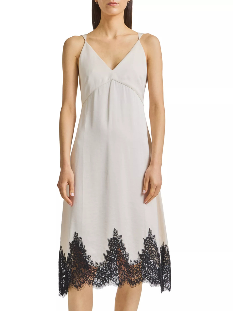 Luna Lace Trip Dress in Ivory/Black