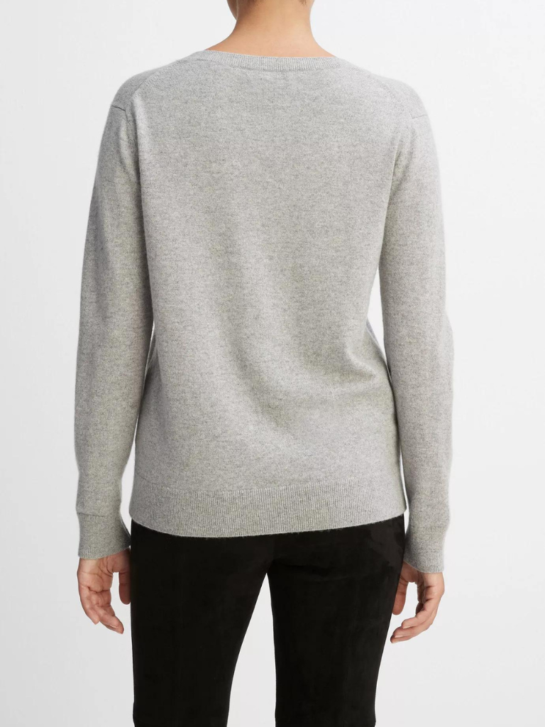 Cashmere Weekend V-Neck Sweater in Heather Steel