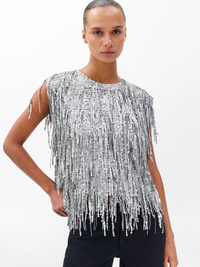 Billie Sequin Top in Gunmetal