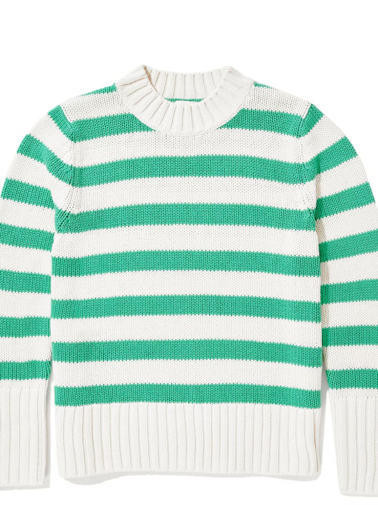 Tatum Crewneck Sweater in Cream/Green