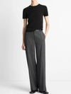 Italian Jaspe Pintuck High-Waist Wide-Leg Pant in Heather Grey