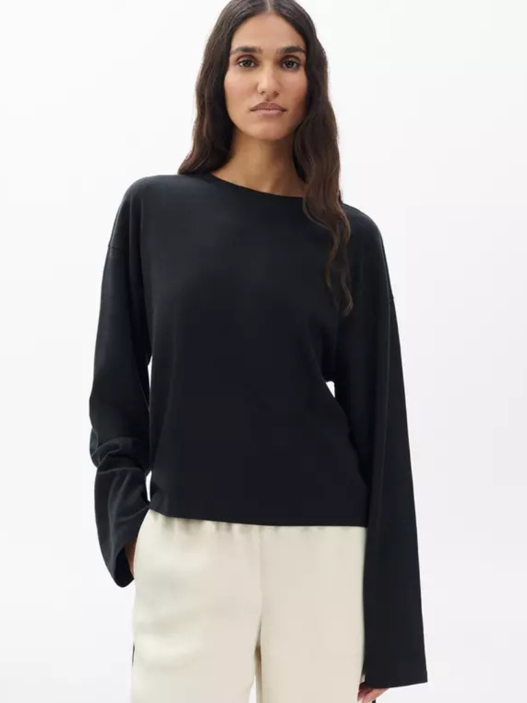The Kelly Boxy Long-Sleeve Tee in Black