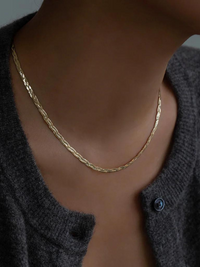 Braided Herringbone Necklace in 10k Gold