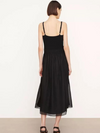 Smocked Mixed Media Cami Dress in Black