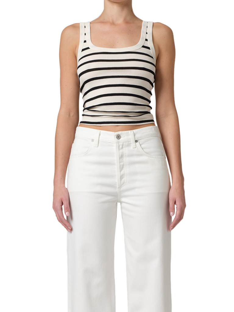 Faye Rib Tank in Midnight Stripe