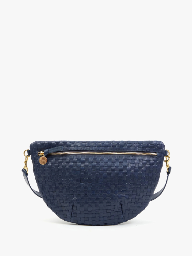 Grande Fanny Pack in Bleu Marine Woven Checker