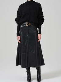 Cassia Leather Skirt in Black