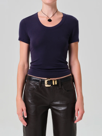 Maude U Neck Tee in Navy
