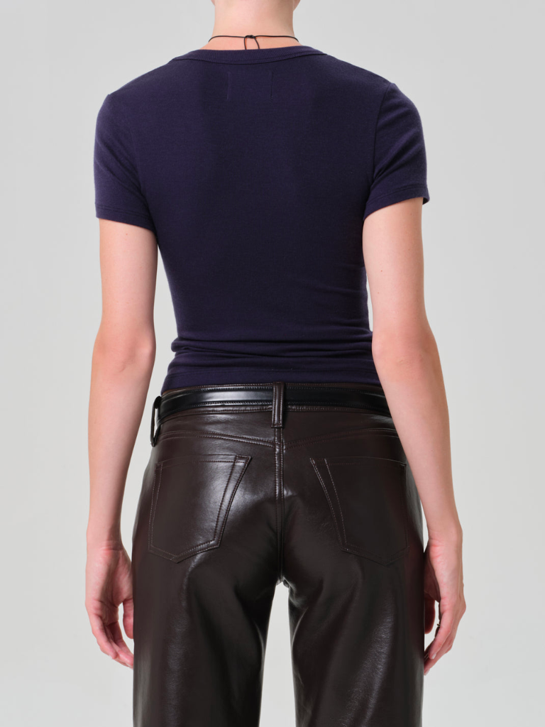 Maude U Neck Tee in Navy