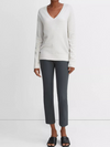 Cashmere Weekend V-Neck Sweater in Heather White