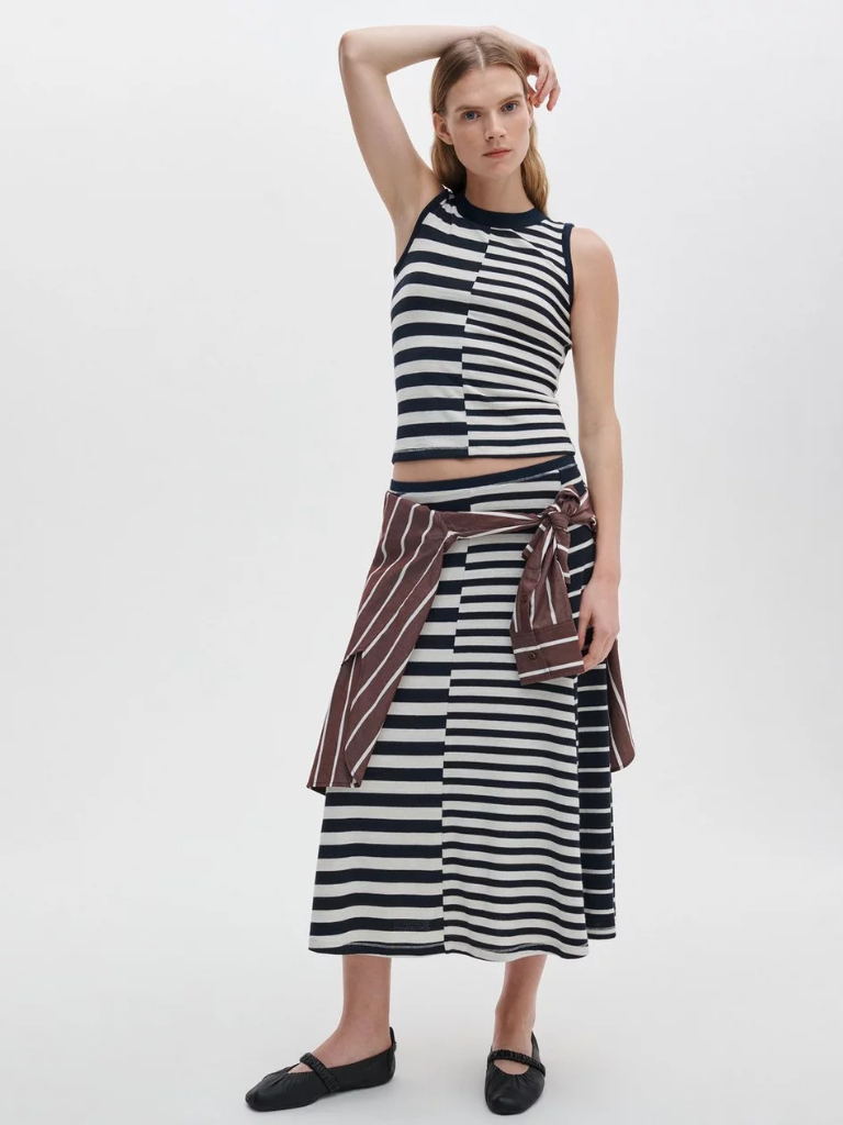 Knit Mix Striped Skirt in Salute Multi