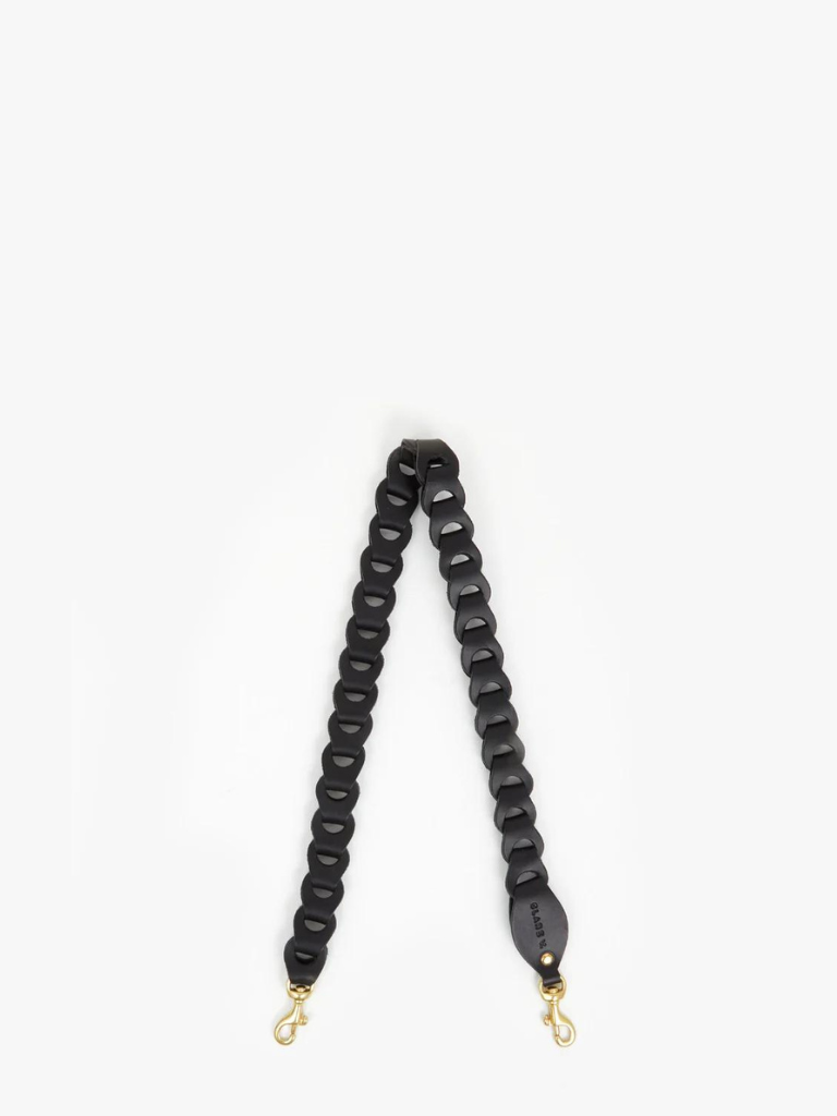 Leather Link Shoulder Strap in Black