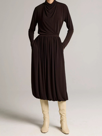 Matte Jersey Bubble Skirt in Smoked Truffle