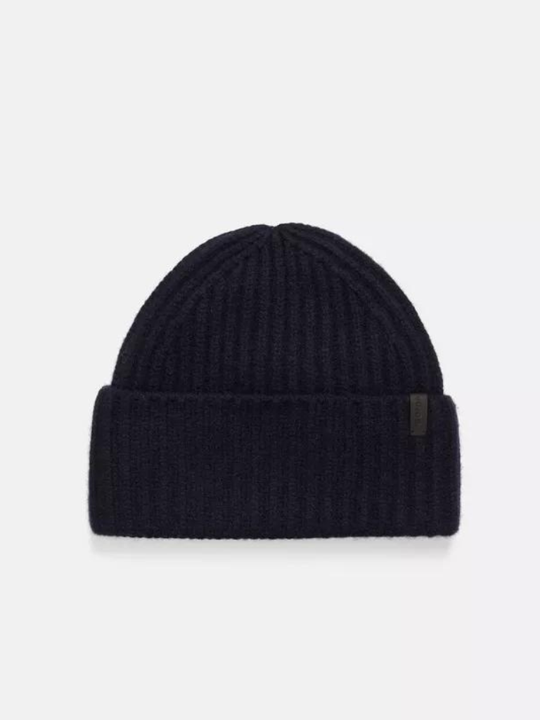 Boiled Cashmere Chunky Knit Hat in Navy