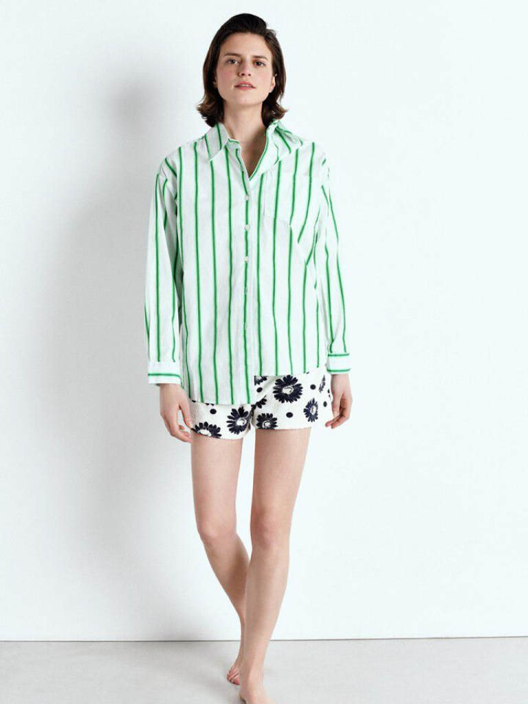 Zatybay Button Down in Lagoon Stripe